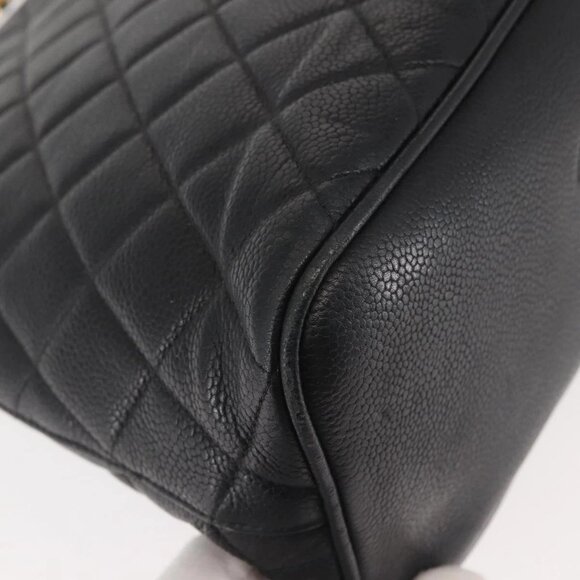 CHANEL Matelasse Chain Shoulder Bag Grained Calf Skin Black Gold CC Auth BA5773 - Picture 5 of 16